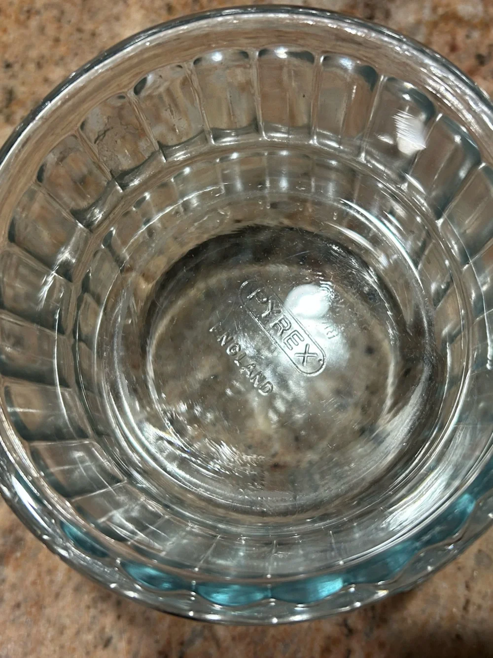 Pyrex England Set of 2 Aqua Tint Ribbed 8 oz Oven Ramekins 4”x2” deep. No chips